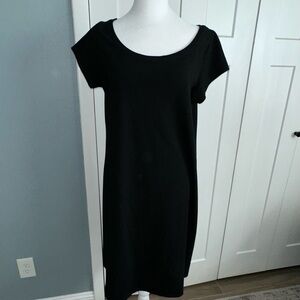 Women's Eileen Fisher Organic Cotton Stretch Black Jersey Dress - Large